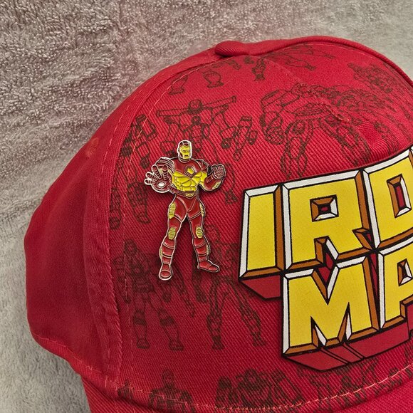 Disney Marvel Iron Man Cap Hat Adult With 2 Pins - Picture 3 of 5